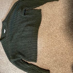 American Eagle Dark Green Cropped Sweater